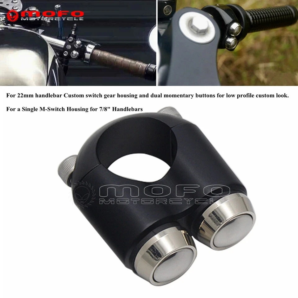 Interruptor de 2 botones botón momentáneo 7/8" manillar interruptor M para Harley Dyna Softail Foto 1 de 4