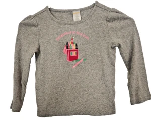 Gymboree Girls Long Sleeve Top Shirt Gray Crayon Brightest in the Box Size 5 - Picture 1 of 7