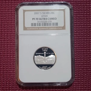 2007 S Silver Proof Utah statehood quarter NGC PF 70 Ultra Cameo - Picture 1 of 2