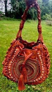 LOCKHEART GABRIELLA EMBROIDERED BEADED NO COPY EXOTIC 3D LG Bohemian HANDBAG - Picture 1 of 19