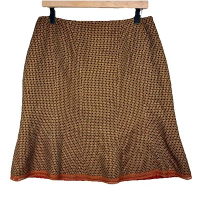 Worthington Tweed Lápiz Midi Falda Para Mujer Talla 12 Marrón Otoño Encaje Ropa de Oficina Foto 1 de 4