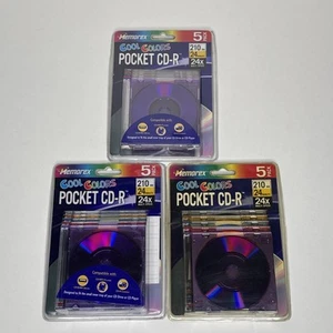Memorex Cool Colors Pocket CD-R 5 Pack 210 MB 24 Minute 24x Multi Speed, 3 Packs - Picture 1 of 5
