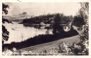 Beautiful Lake Washington Boulevard & Mt. Rainier Washington Real Photo Postcard - Picture 1 of 2