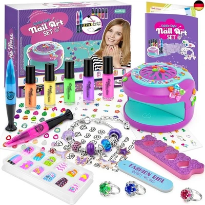 LemonDream Maniküre-Set für Kinder 6 7 8 9 10 11 12, Nagellack-Set mit Schmuck,