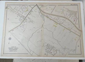 Antique Map City of Newton MA W/ Lot Owners Names Wards 3 4 & 5 Plate 12 - Picture 1 of 12