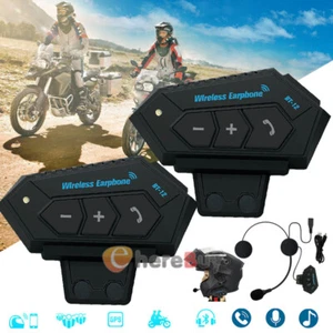 1/2 Pack BT-12 Bluetooth Motorcycle Helmet Headset Headphone Speaker Hands-Free - Zdjęcie 1 z 23