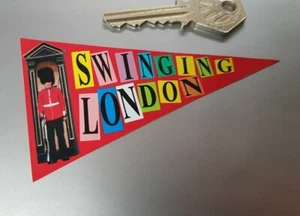 Swinging London Holiday Travel Pennant Vintage Classic Car Window Sticker 4" - Picture 1 of 1