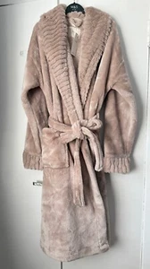 Stunning BNWT M&S fawn faux fur trim dressing gown S (8-10) M (12-14) L (16-18) - Picture 1 of 5