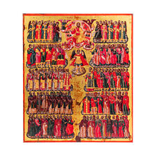 Pozłacana ikona Wszystkich Świętych, XVIII wiek 37x43 cm sztuki prawosławnej