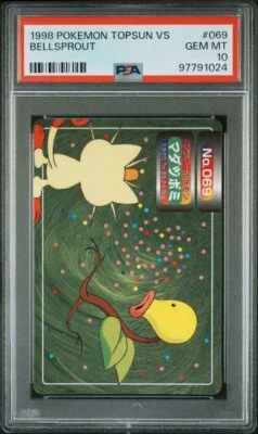 PSA 10 GEM MINT Bellsprout Vs. Meowth #069 Topsun Carddass Pokémon 1998 POP 11 - Image 1 of 4
