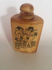 LARGE Vintage Chinese Snuff Bottle Finely Engraved Naked Couple 3”