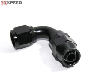 (one) AN10 10AN AN-10 90°Degree Swivel Fuel Oil Gas Line Hose End Fitting Black - Bild 1 von 8