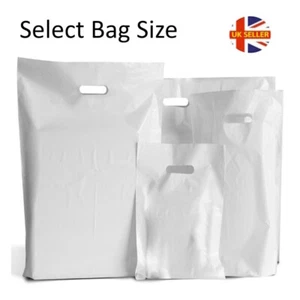 WEISSE PLASTIKTÜTEN / GESCHENKSHOP TRAGETASCHE / BOUTIQUE EINZELHANDEL - KLEIN & GROSS - Bild 1 von 3