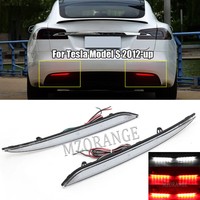 LED Bumper Reflector Rear Stop Brake Lights Clear Lens For Tesla Model S 2012-up