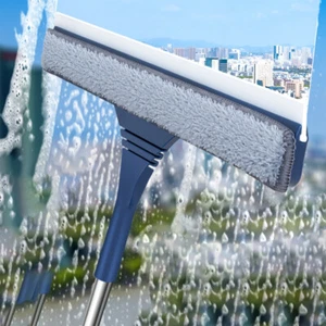 Telescopic Window Cleaning Tool Glass Cleaner Mop with Silicone Scraper Brush - Picture 1 of 12
