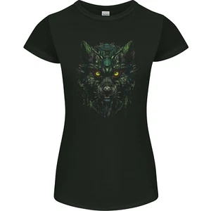 Cyber Wolf Werewolf Lycan Womens Petite Cut T-Shirt - Picture 1 of 3