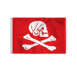 Jolly Roger Henry Every Avery bandiera pirata 2' X 3' ossa teschio rosso John Avery - Foto 1 di 1