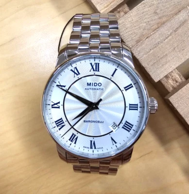 Relógio masculino MIDO Baroncelli automático 38MM mostrador branco SS M86004211 - DISPLAY DE LOJA - Imagem 1 de 4