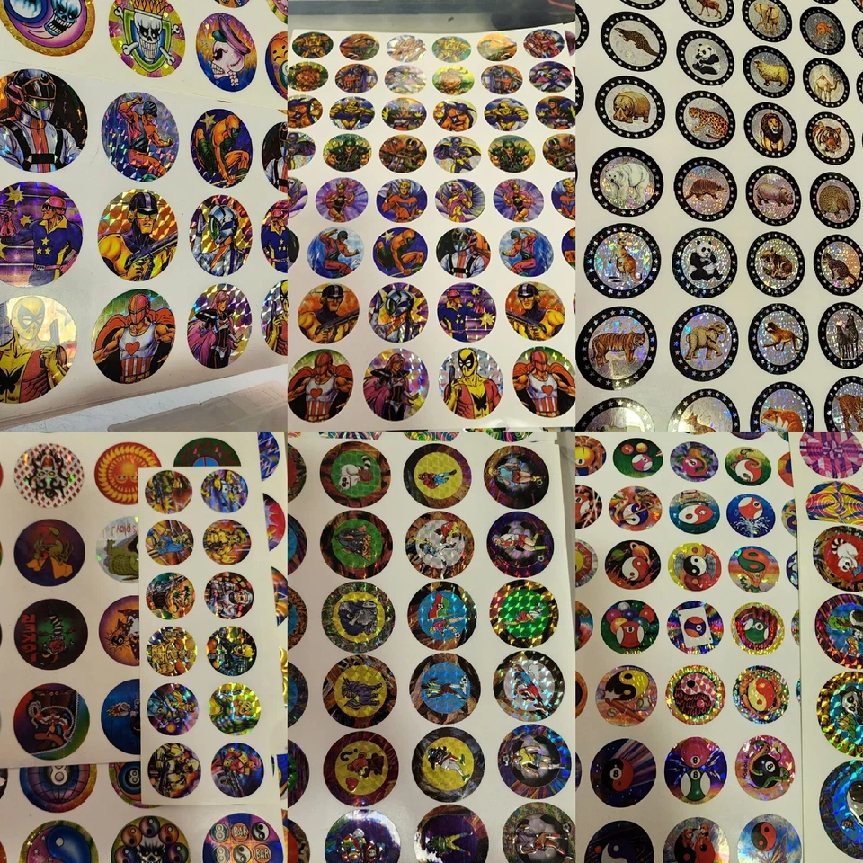 LOTE DE 100 pegatinas años 90. Pegatinas holográficas en papel de aluminio 3D Foto 1 de 4