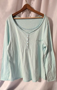 Camisa Henley Soft Surroundings Para Mujer Talla 1X Azul Aqua Manga Larga Borde Crudo - Imagen 1 de 11