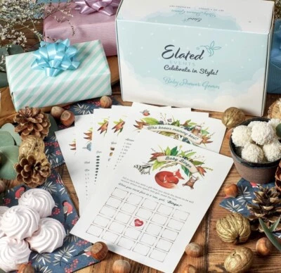 Juego de juegos de baby shower con 6 juegos para 50 invitados (300 sábanas) divertidos iniciadores de fiesta Foto 1 de 4