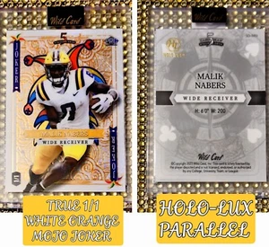 1/1 WHITE ORANGE HOLO-LUX MOJO JOKER Malik Nabers RC 2023 Wild Card 5 Card - Picture 1 of 4