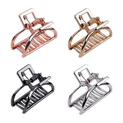 Small Metal Hair Claw Clips for Women rectangle black, silver, gold, rose gold - Image 1 of 4