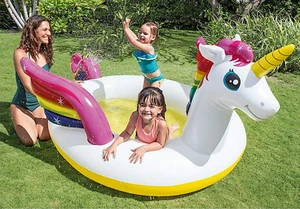 INTEX 107" Inflatable Mystic Unicorn Swimming Paddling Spray Pool Kid's Garden - Picture 1 of 6