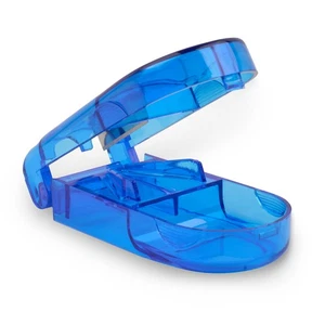Plastic Blue Pill Cutter Small & Portable Drug Boxes Dividing & Cutting Drugs - Picture 1 of 5