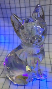 Iridescent Carnival Glass Vintage SittingCat/Kitten Figurine, Paperweight 4-3/4" - Picture 1 of 6