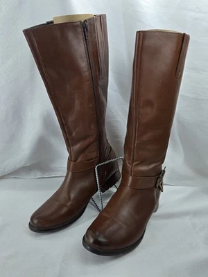 Botas femininas Clarks Plaza Steer couro com zíper tamanho: 9,5 fivelas marrons - Imagem 1 de 4