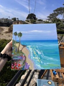 Laguna Beach Kalifornien Original Ölgemälde Kunst Plein Air signiert Neu Meereslandschaft  - Bild 1 von 14
