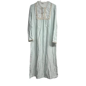 Vintage Barbizon Cuddleskin Long Nightgown Women's Large Nylon Blue SNAGS FLAWS - Picture 1 of 13