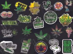 22 individual weed theme 420 Weed Buds Stoned Joint MJ Kush Sticker Decals A X 4 - Picture 1 of 9