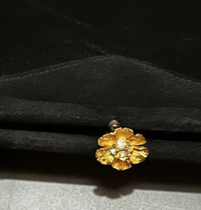 Vintage schwarz Satin Kupplung elegant goldton Blume Muschelschale - Bild 1 von 13