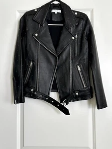 IRO Jamiaspe Black Studded Belted Lamb Leather Jacket Size 38 (US M) - Picture 1 of 13