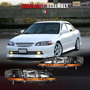 2pcs For 1998-2002 Honda Accord Headlamps Black Housing Pair Headlights Assembly - Bild 1 von 6