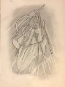 Walter Wojtyla, "Akt in der Badewanne mit Dusche" Kohlezeichnung auf Papier, - Bild 1 von 3