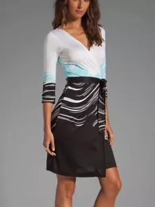 Diane von Furstenberg neu Julian Two Seide Wickelkleid DVF Größe 6-authentisches Etikett - Bild 1 von 10