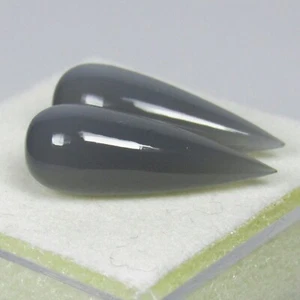 6.60Cts Natural Gray Moonstone 16.6mm Long Drop Cabochon Matching Pair Gemstones - Picture 1 of 4
