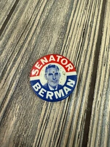Vintage Senator Berman Campaign Pinback Button 1.25" Red White & Blue Design - Picture 1 of 3