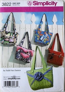 Simplicity 3822 Misses Faith Van Zanten BAGS Sewing Pattern - Picture 1 of 1
