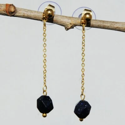 Nuevos pendientes largos de piedras preciosas de cristal natural chapados en oro de 18 quilates hechos a mano regalo Foto 1 de 2