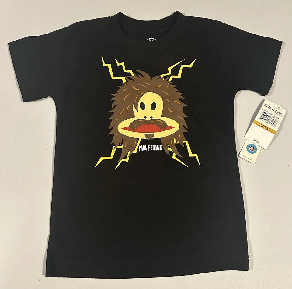 NUEVO Paul Frank Julius 80’s Rocker Monkey Camisa Negra Niño Bebé Niños 3T Nuevo con Etiquetas Foto 1 de 1