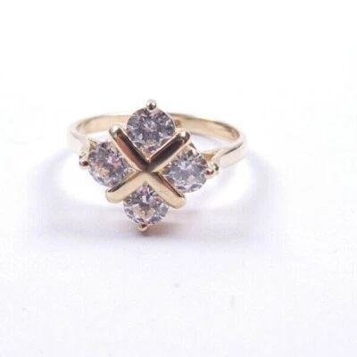 Кубический кластер кольцо 9 карат желтый wgold 4 камня - Изображение 1 из 4