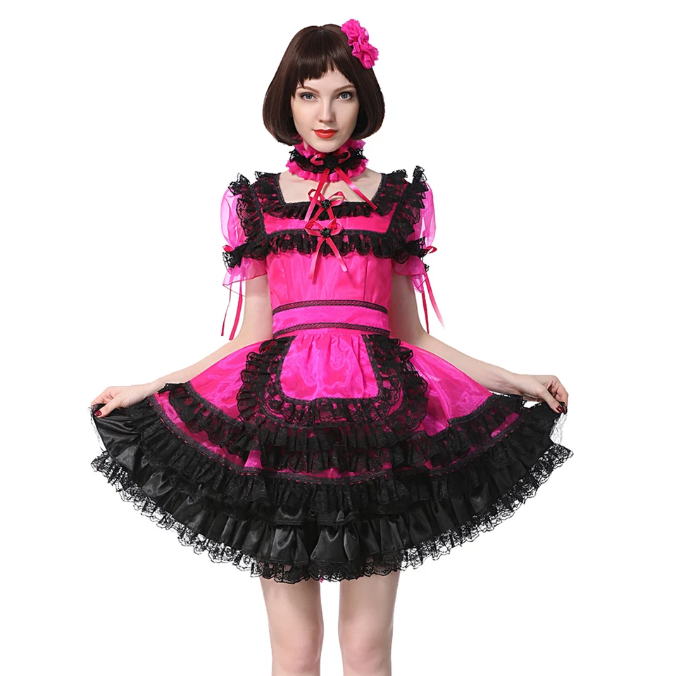 Sissy Maid Square Cut Neck Satin Dress Tailor-Made - Image 1 of 4