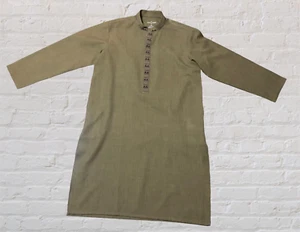 Junaid Jamshed Mens Kameez Green Pakistani Indian Kurti Size S Bead Accents - Picture 1 of 6