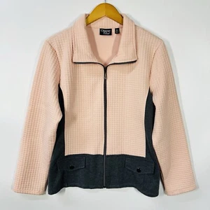 Onque Casual Womens Jacket XL Pink Gray Full Zipper Long Sleeves - Picture 1 of 9