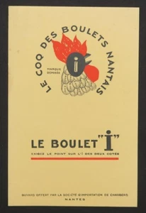 Buvard LE BOULET I Le coq des boulets nantais Charbon Nantes Coke cock blotter - Afbeelding 1 van 1
