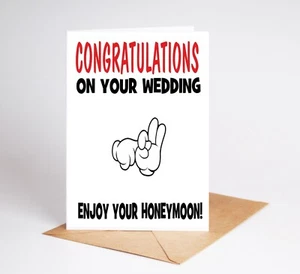 Funny Congratulations On Wedding Day Card Rude Card for Special Day BC026 - Picture 1 of 3